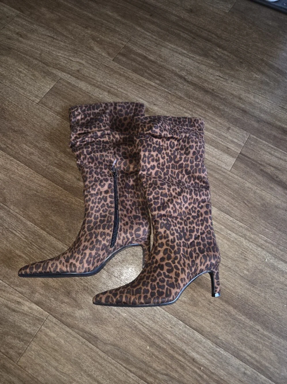 Time and Tru Leopard Print Over-the-Knee Slouch Boot - Brown
